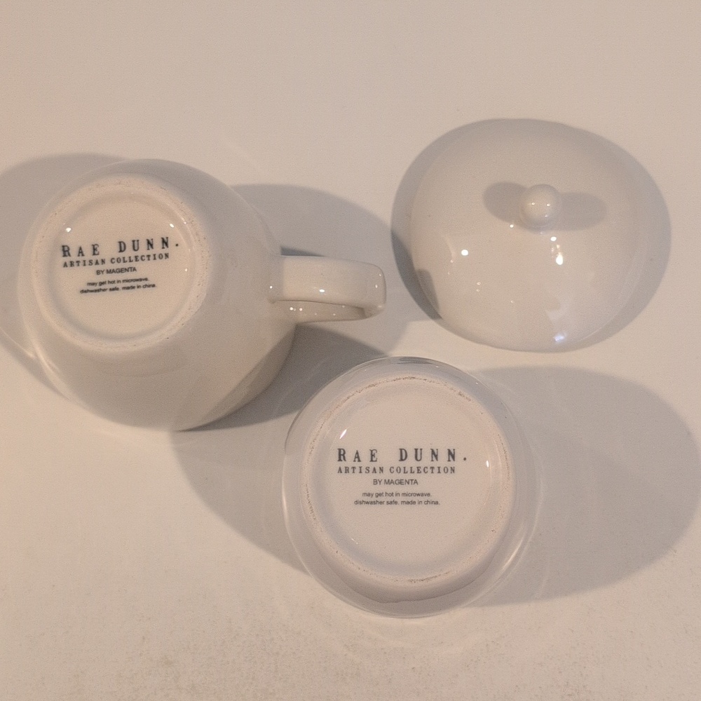 Rae Dunn "Scoop" And "Pour" Ceramic Sugar Bowl And Creamer Farmline Collection - Picture 10 of 16